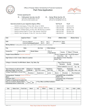 Navajo Nation Part-Time Scholarship Application