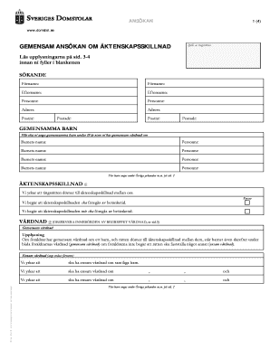 Joint Divorce Application Form