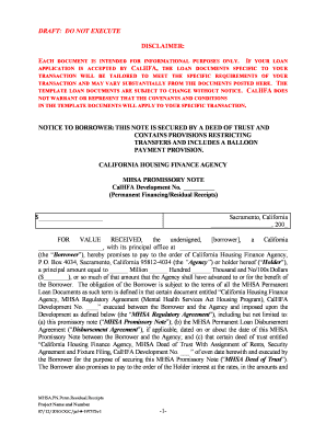 California MHSA Promissory Note