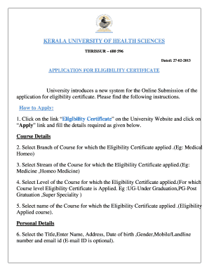 Kerala Eligibility Certificate Application