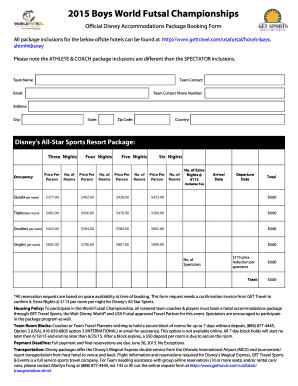Disney Package Booking Form - GET Travel Sports