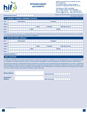 HIF Spouse Authority Form