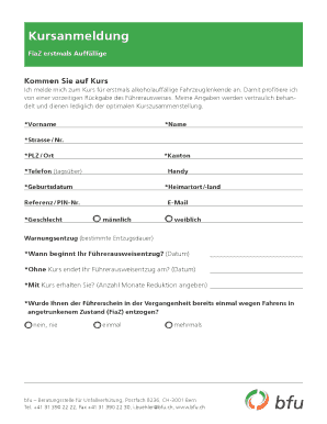 Kursanmeldung FiaZ erstmals Auffällige