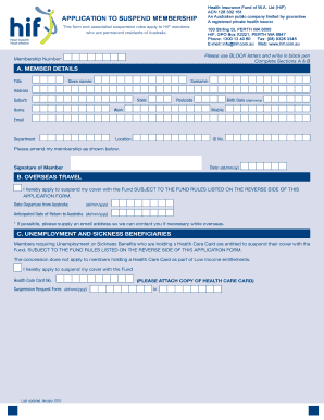 HIF Membership Suspension Application