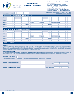 HIF Change of Primary Member Form