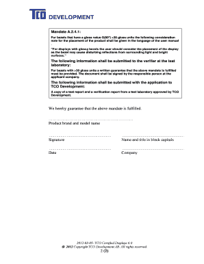 TCO Certified Displays Gloss Mandate Form