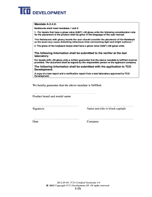 TCO Certified Notebooks Gloss Mandate Form