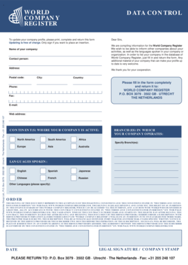 World Company Register Update Form