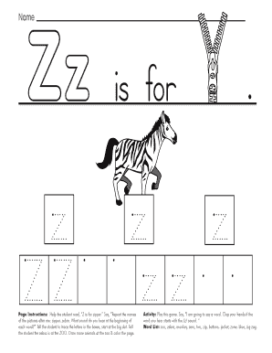 Z is for Zipper Learning Activity
