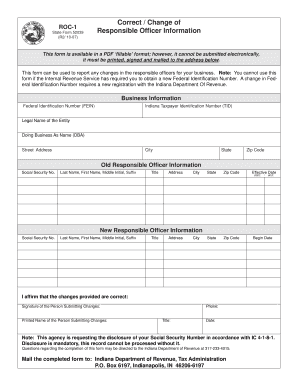 Indiana Responsible Officer Change Form