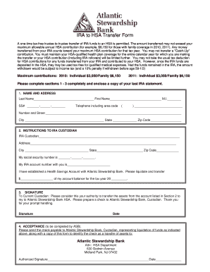 IRA to HSA Transfer Form