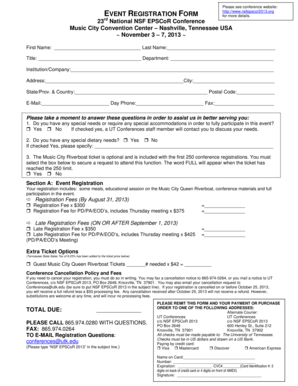 Event registration form - University Outreach and Continuing Education - outreach utk