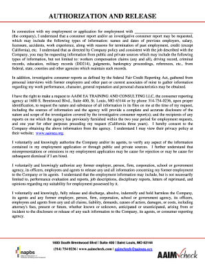 Authorization and Release for Background Check