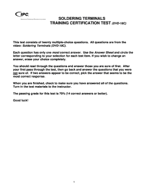 Soldering Terminals Training Certification Test