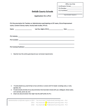PLU Application Form