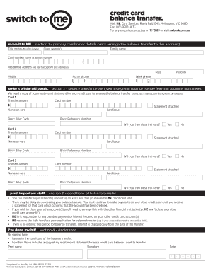 ME Bank Credit Card Balance Transfer Form