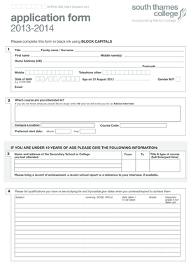 UK Student Application Form