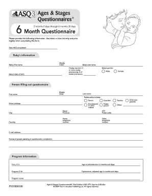 Ages & Stages Questionnaires 6 Month Form