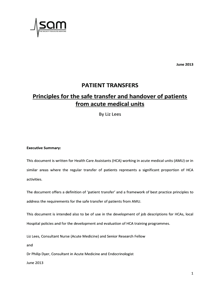 Fillable Online PATIENT TRANSFERS Fax Email Print pdfFiller