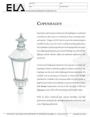 Copenhagen Lighting Fixture Order Form