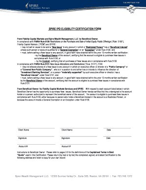 SPIRE IPO Eligibility Certification Form