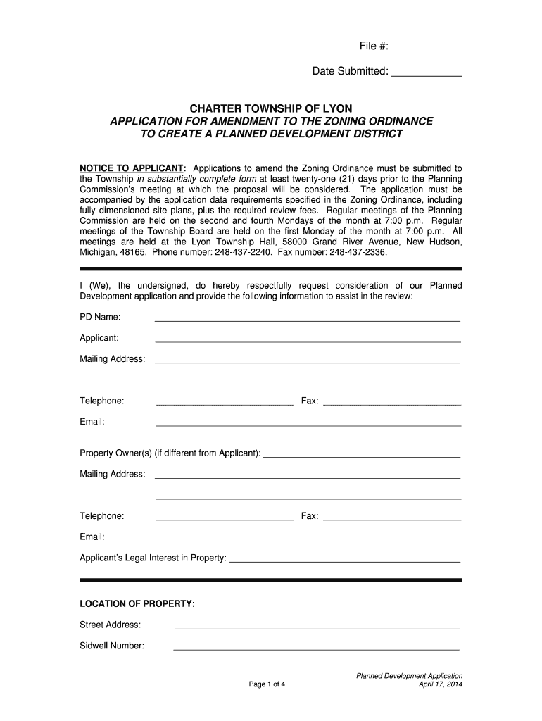 Fillable Online File Date Submitted CHARTER TOWNSHIP OF LYON