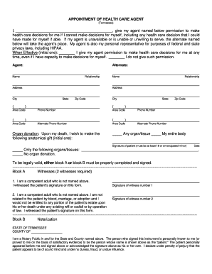 Appointment of health care agent - Tennessee Attorneys Memo