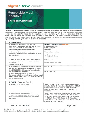 UK Biomass Boiler Emissions Certificate