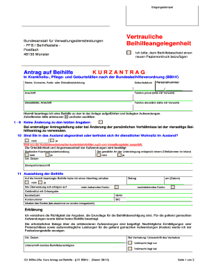 Kurzantrag auf Beihilfe