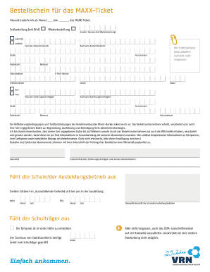 MAXX-Ticket Bestellschein