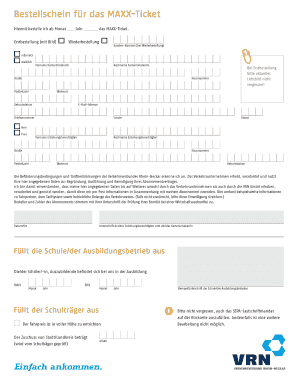 MAXX-Ticket Bestellschein