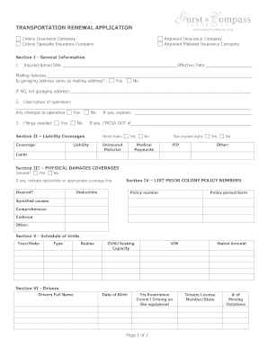 Transportation Renewal Application