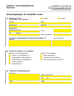 Erfassungsbogen für Ausbilder/-innen