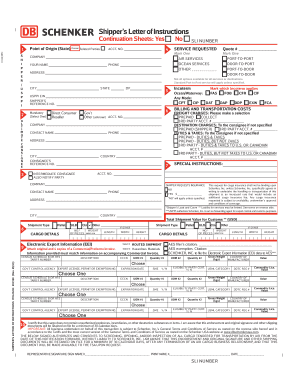 Shipper’s Letter of Instructions