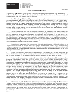 Joint Account Agreement