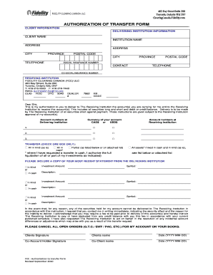 Authorization of Transfer Form