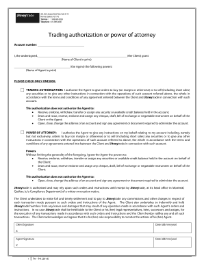 Trading Authorization or Power of Attorney
