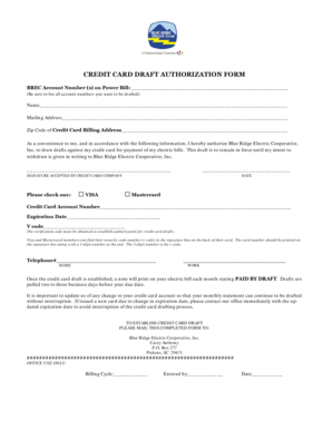 Credit Card Draft Authorization Form