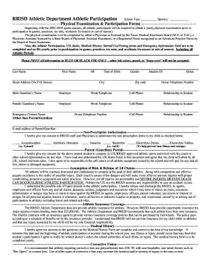 Texas High School Athletic Participation Form