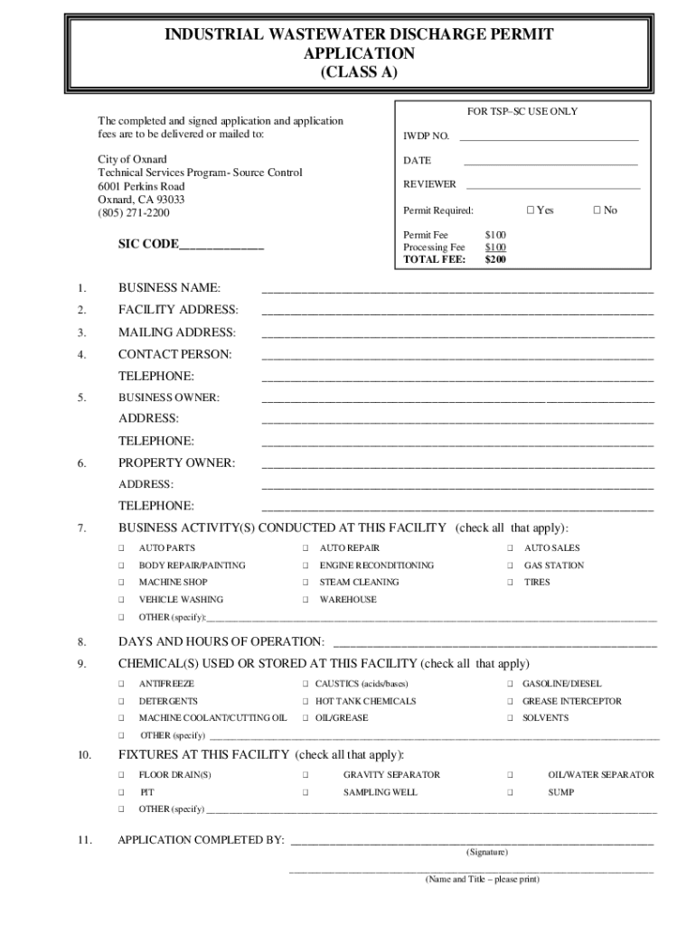 Fillable Online ZERO DISCHARGE PERMIT APPLICATION FORM Fax Email Print