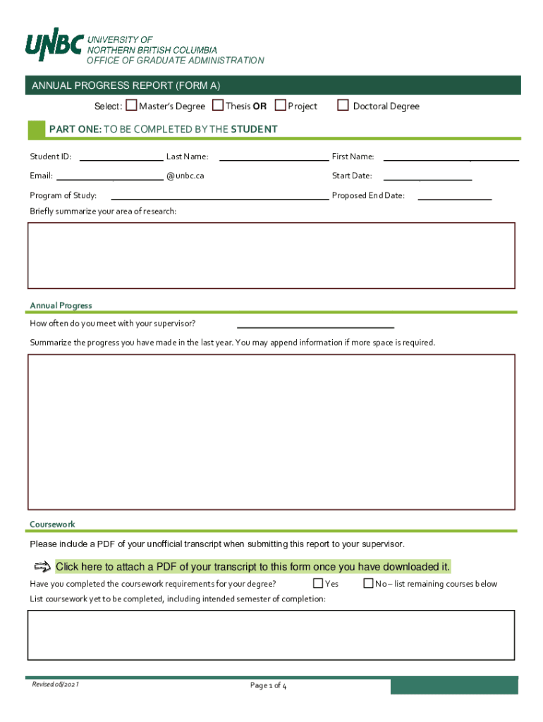 Fillable Online annual progress report (form a) Fax Email Print pdfFiller