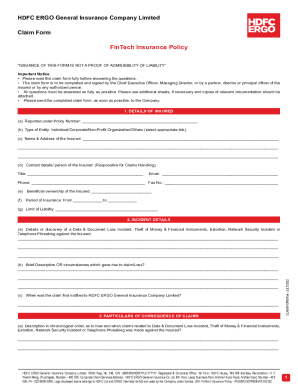 HDFC ERGO FinTech Insurance Claim Form