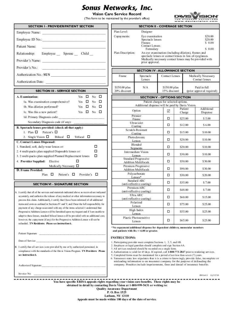 Fillable Online Vision Certificate of Coverage KY Personnel