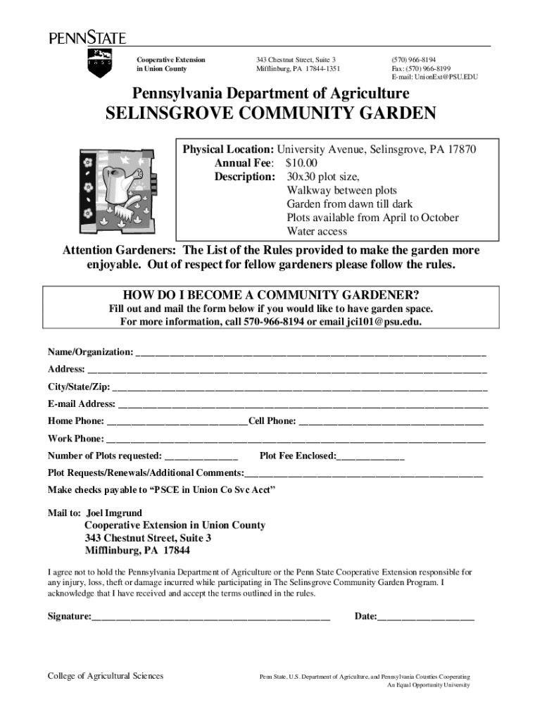 Fillable Online Union County Penn State Extension Fax Email Print pdfFiller