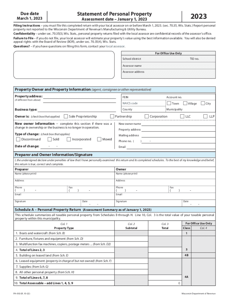 Wi personal property tax Fill out & sign online DocHub