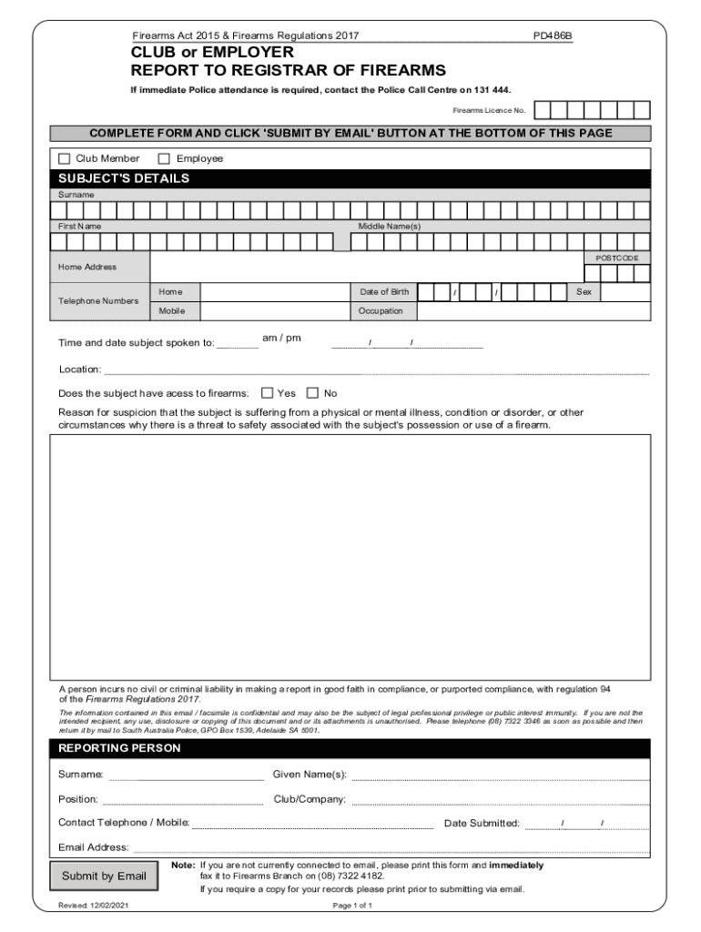 Fillable Online Firearms and Weapons Prohibition Legislation Amendment ...