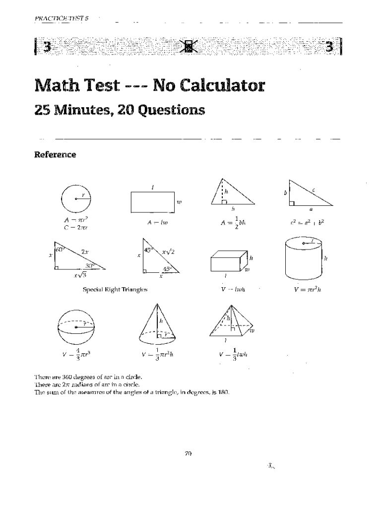 Fillable Online SAT Math College Board Practice Test 2 Calculator (In