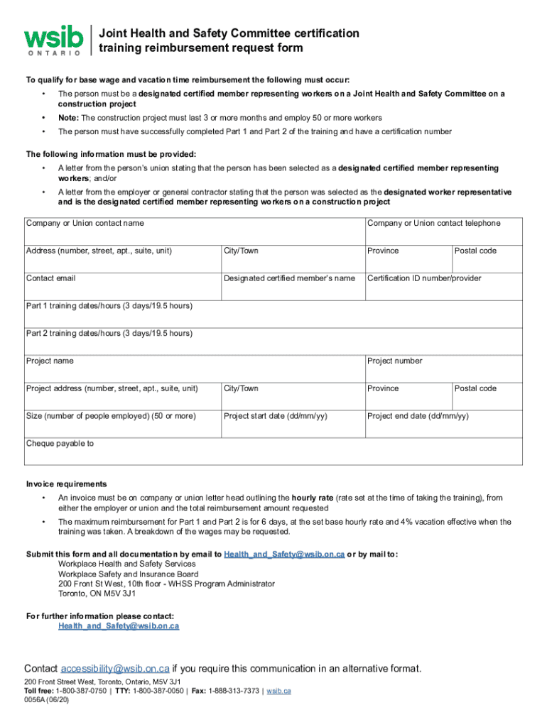 Fillable Online Joint Health and Safety Committee certification