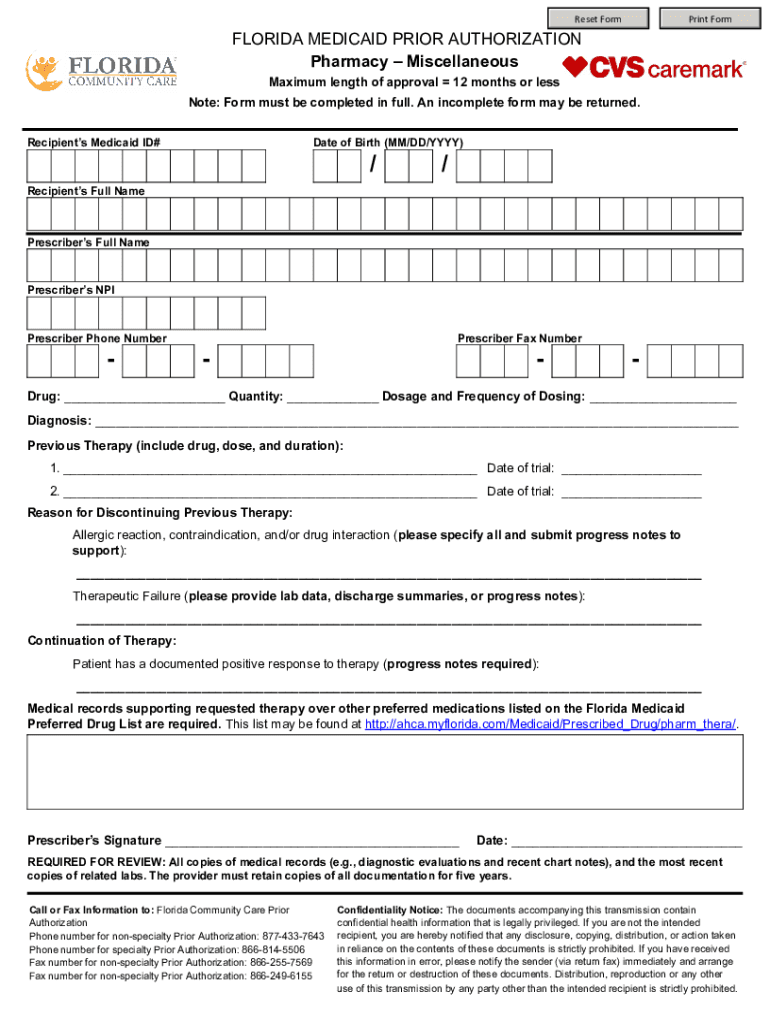 Fillable Online Medication Prior Authorization Request Form