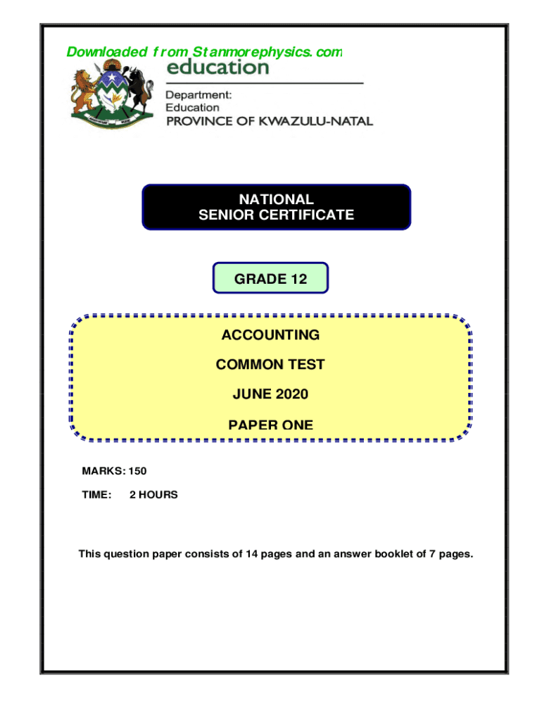 Fillable online accounting exam papers grade 12 stanmore physics fax